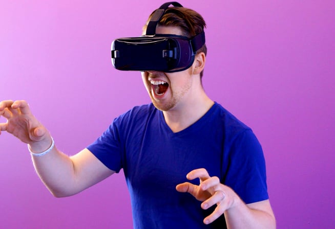 man wearing vr